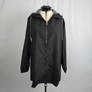 Unbranded Utility Rain Jacket Women's 2XL Black Full Zip Up Hooded NWOT